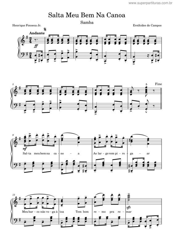 Partitura da música Salta Meu Bem Na Canoa