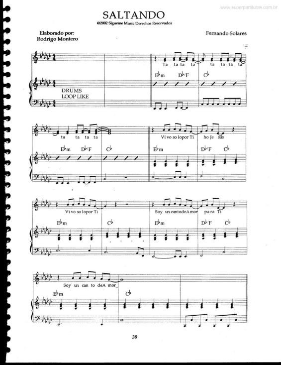 Partitura da música Saltando