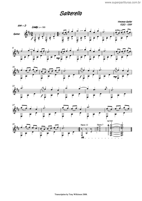 Partitura da música Salterello