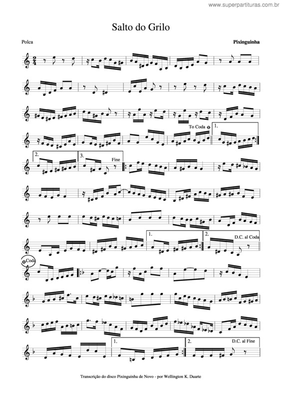 Partitura da música Salto Do Grilo