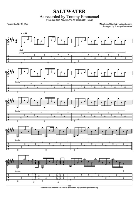 Partitura da música Saltwater