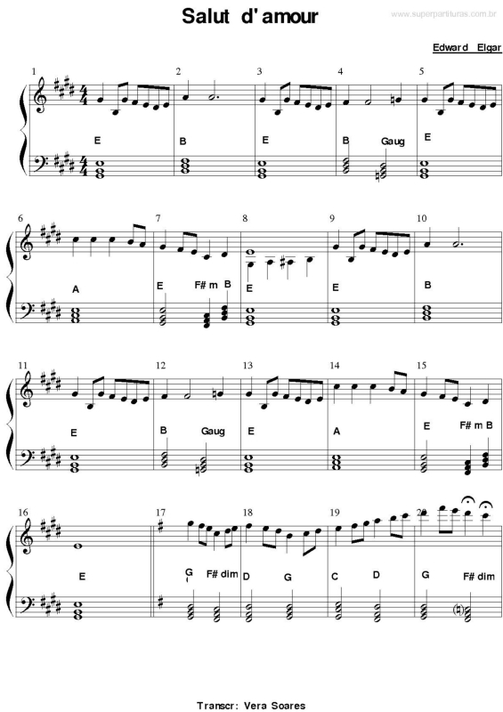 Partitura da música Salut D`Amour v.2