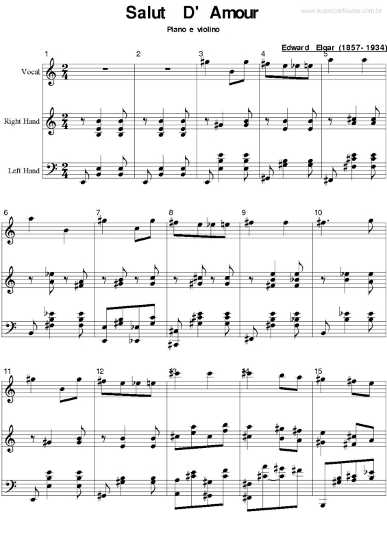 Partitura da música Salut D`Amour