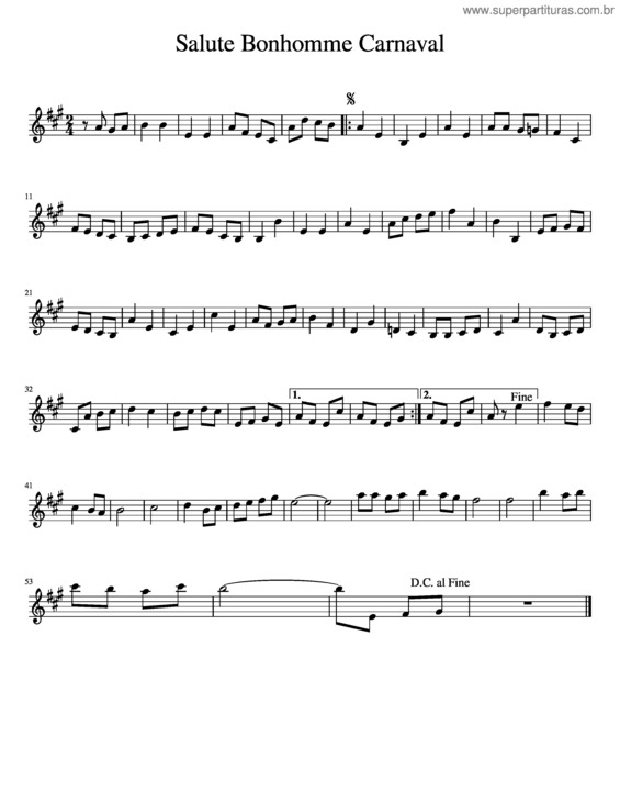 Partitura da música Salute Bonhomme Carnaval