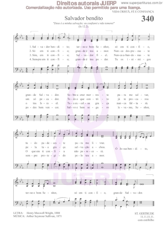 Partitura da música Salvador Bendito - 340 HCC v.2