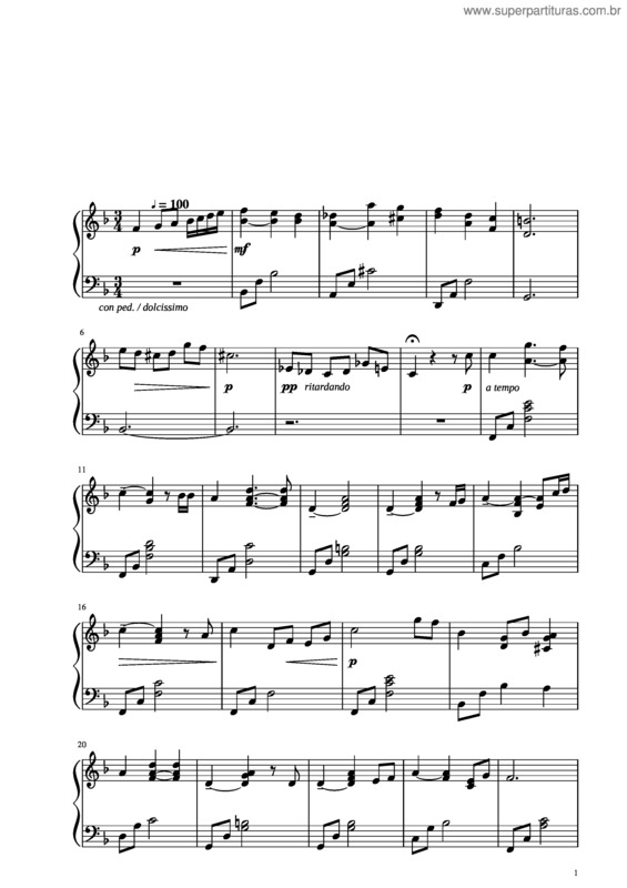 Partitura da música Salvador Sobral