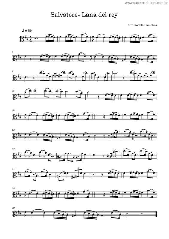 Partitura da música Salvatore Lana Del Rey Viola Solo