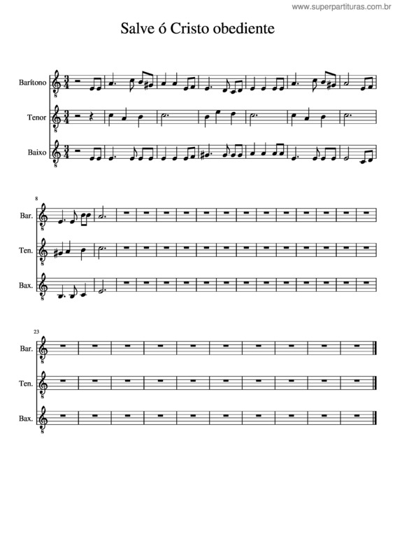 Partitura da música Salve Ó Cristo Obediente – Homens