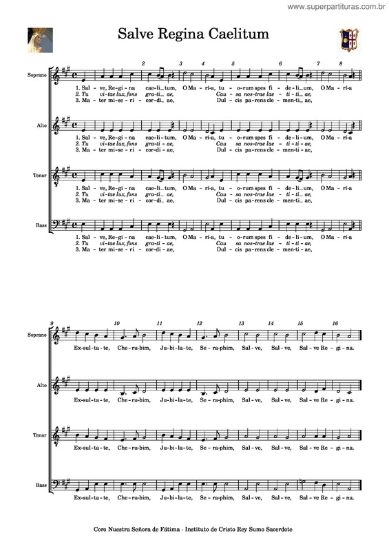Partitura da música Salve Regina Caelitum