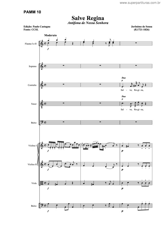 Partitura da música Salve Regina