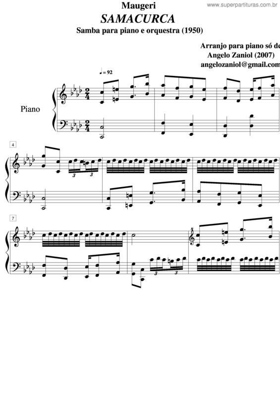 Partitura da música Samacurca v.2