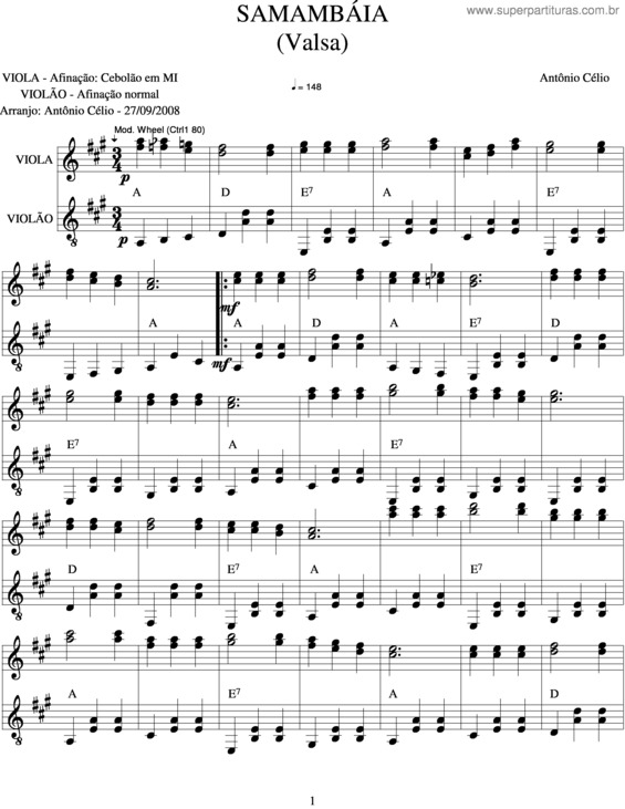 Partitura da música Samambáia v.3