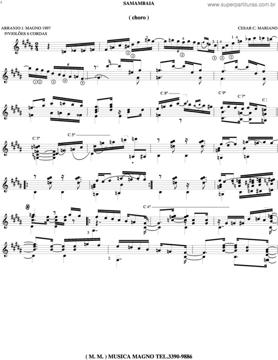 Partitura da música Samambaia