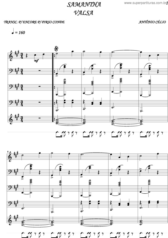 Partitura da música Samantha