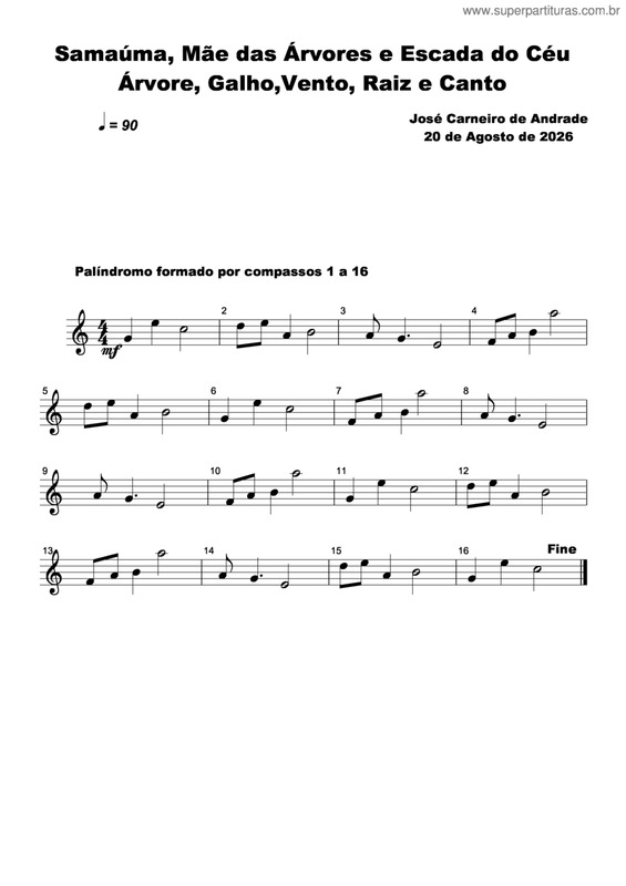 Partitura da música Samaúma, Mãe Das Árvores E Escada Do Céu