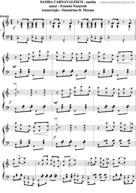 Partitura da música Samba Carnavalesco v.2