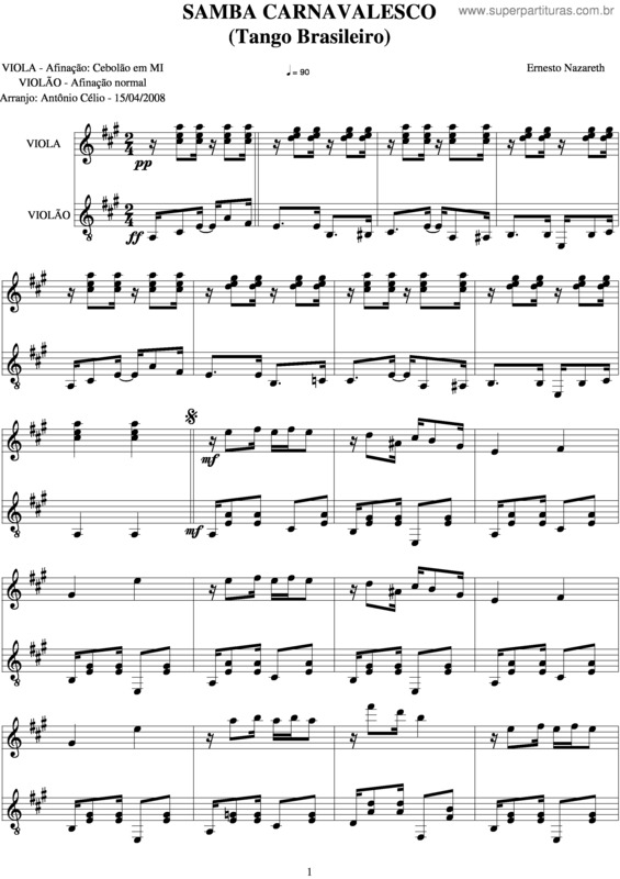 Partitura da música Samba Carnavalesco v.3