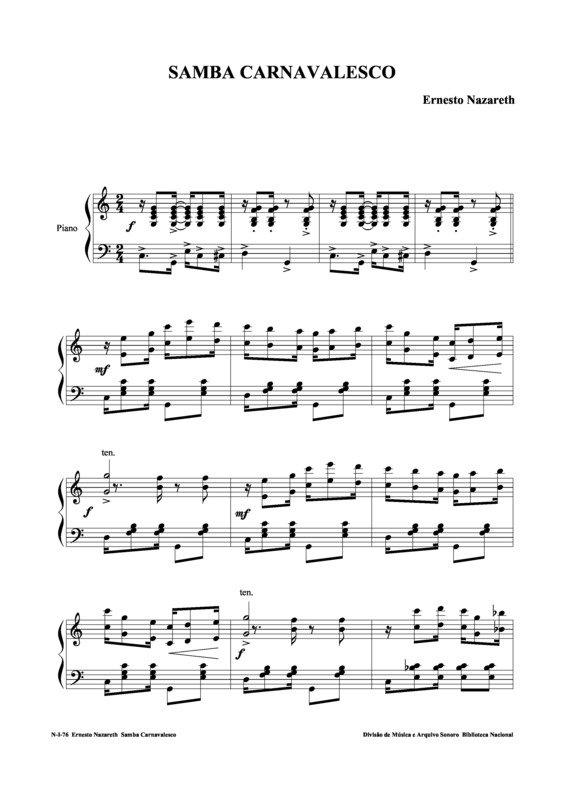 Partitura da música Samba Carnavalesco v.4