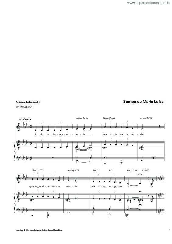 Partitura da música Samba De Maria Luiza v.3
