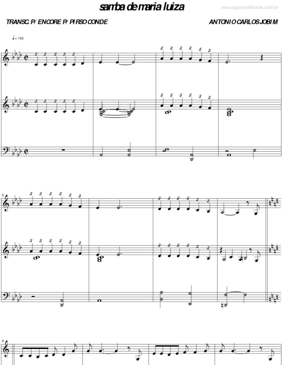 Partitura da música Samba de Maria Luiza