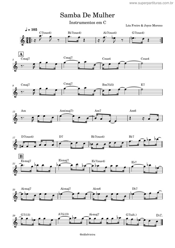 Partitura da música Samba De Mulher – Lea Freire, Joyce Silveira Moreno