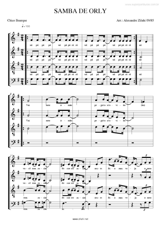 Partitura da música Samba de Orly v.2