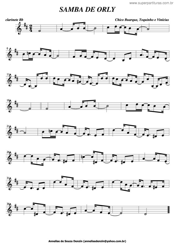 Partitura da música Samba De Orly v.3