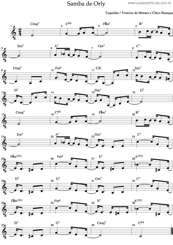 Partitura da música Samba De Orly v.6