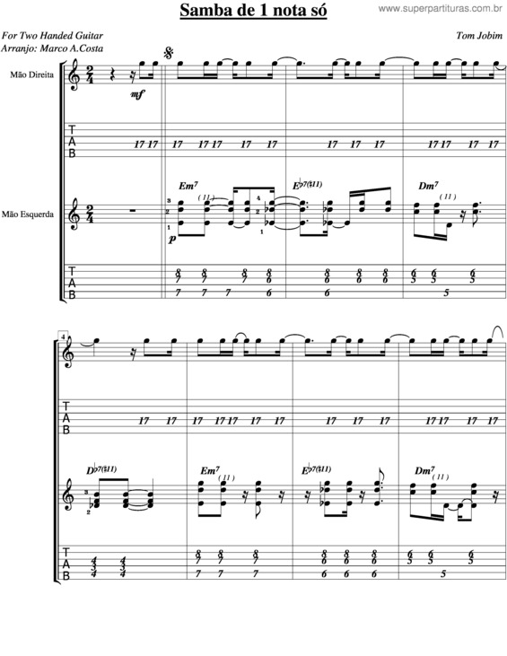 Partitura da música Samba De Uma Nota Só v.10