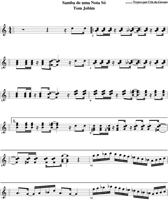 Partitura da música Samba De Uma Nota Só v.12