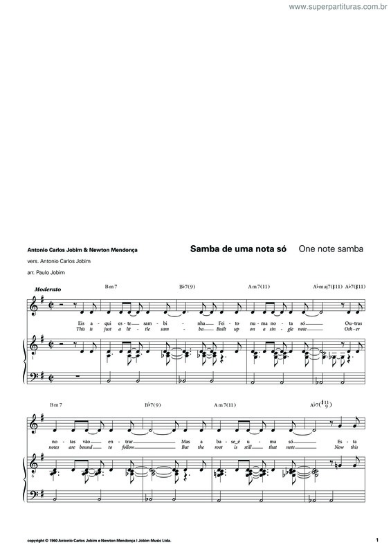 Partitura da música Samba De Uma Nota Só v.15