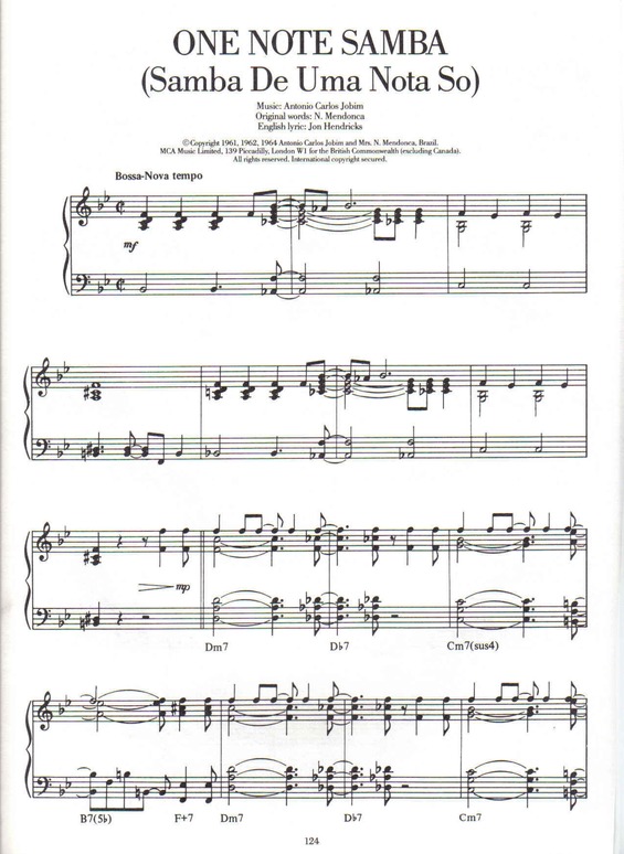 Partitura da música Samba De Uma Nota Só v.16