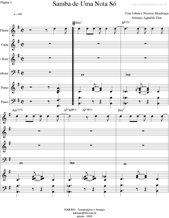 Partitura da música Samba De Uma Nota Só v.4