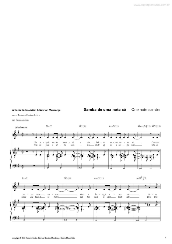 Partitura da música Samba De Uma Nota Só