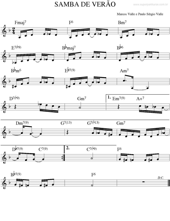 Partitura da música Samba De Verão v.2