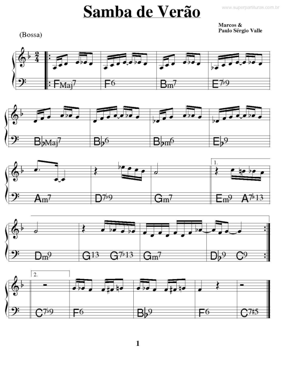 Partitura da música Samba De Verão