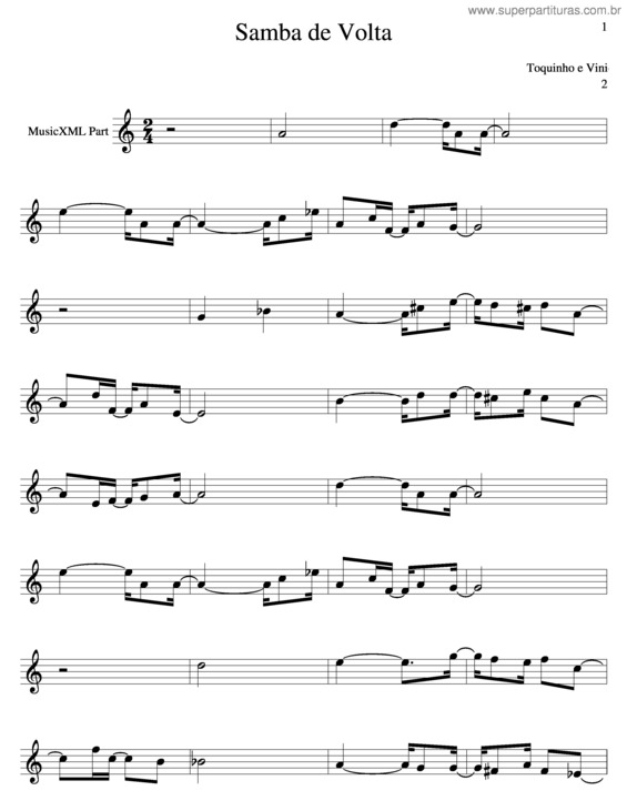 Partitura da música Samba De Volta