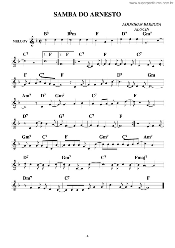 Partitura da música Samba Do Arnesto v.2