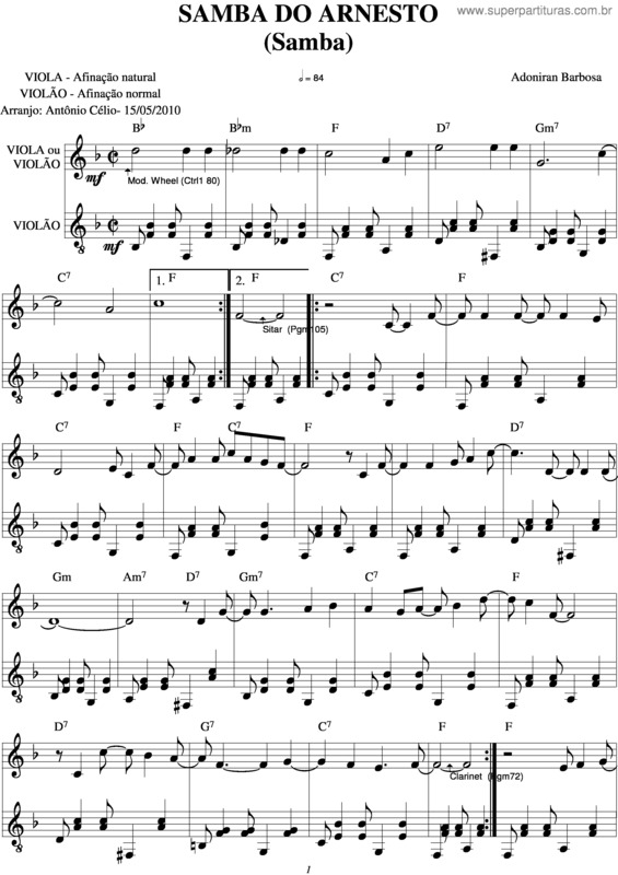 Partitura da música Samba Do Arnesto v.3