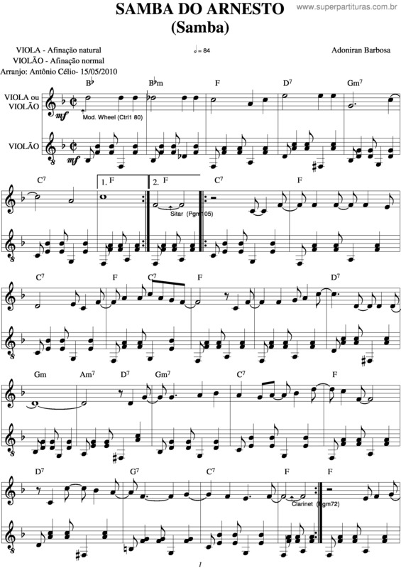 Partitura da música Samba Do Arnesto v.3