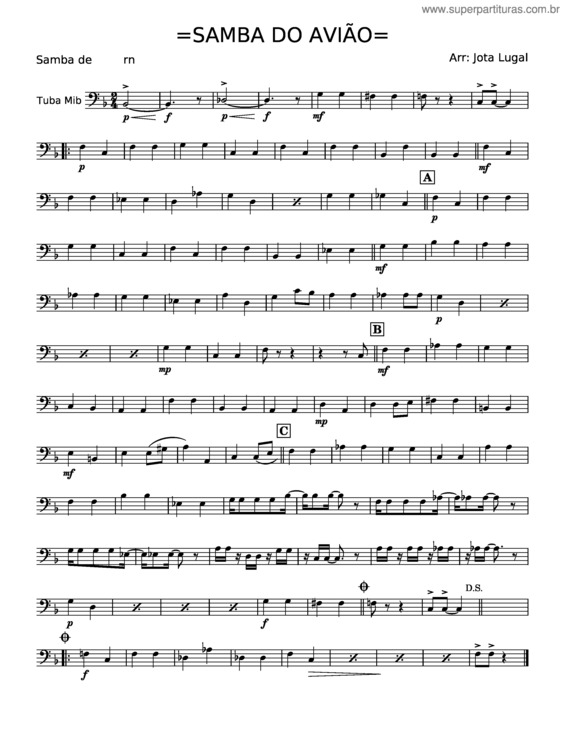 Partitura da música Samba Do Aviao – Antônio Carlos Jobim v.2