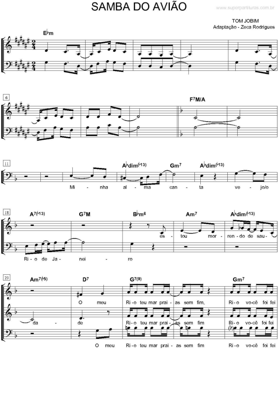 Partitura da música Samba do Avião v.2