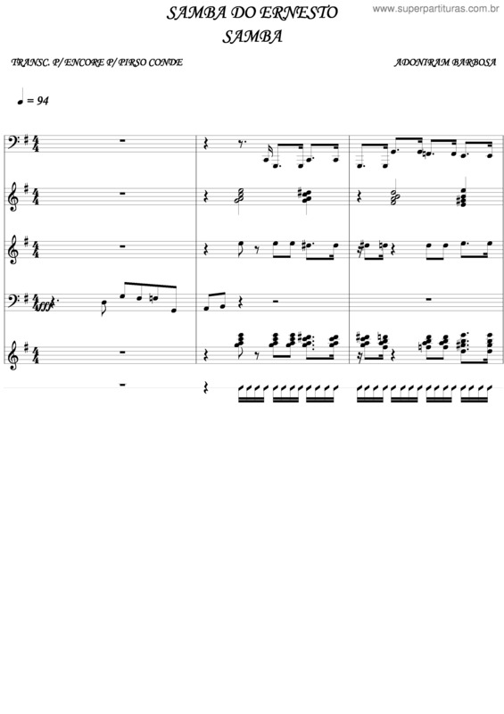 Partitura da música Samba Do Ernesto