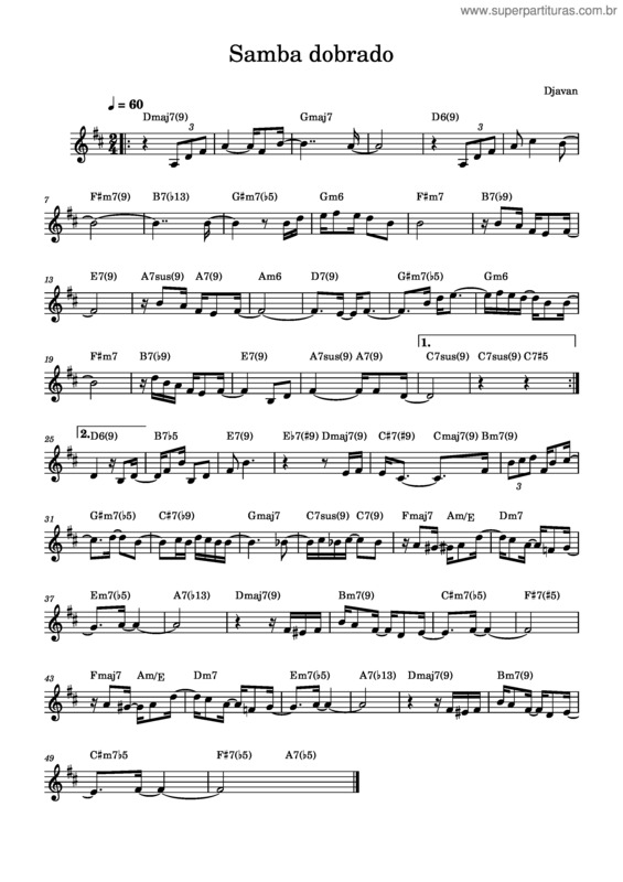Partitura da música Samba Dobrado – Djavan