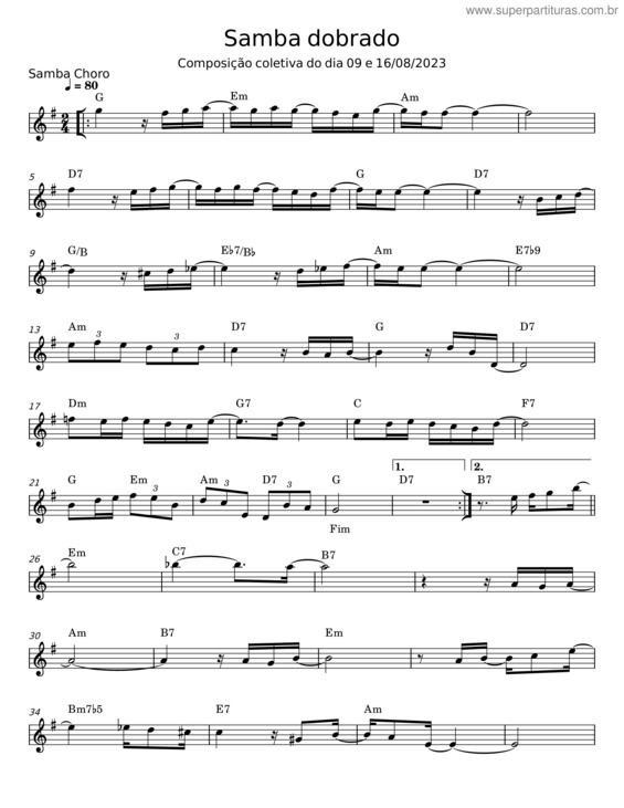 Partitura da música Samba Dobrado v.3