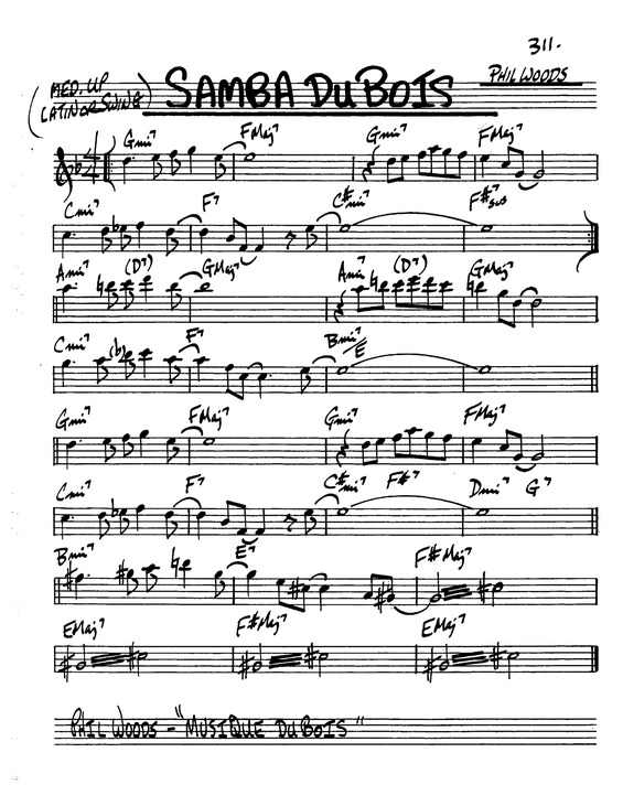 Partitura da música Samba Du Bois