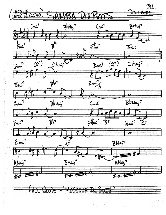 Partitura da música Samba Dubois