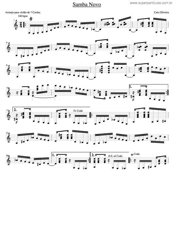 Partitura da música Samba Novo