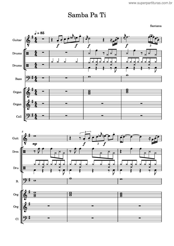 Partitura da música Samba Pa` Ti – Carlos Santana