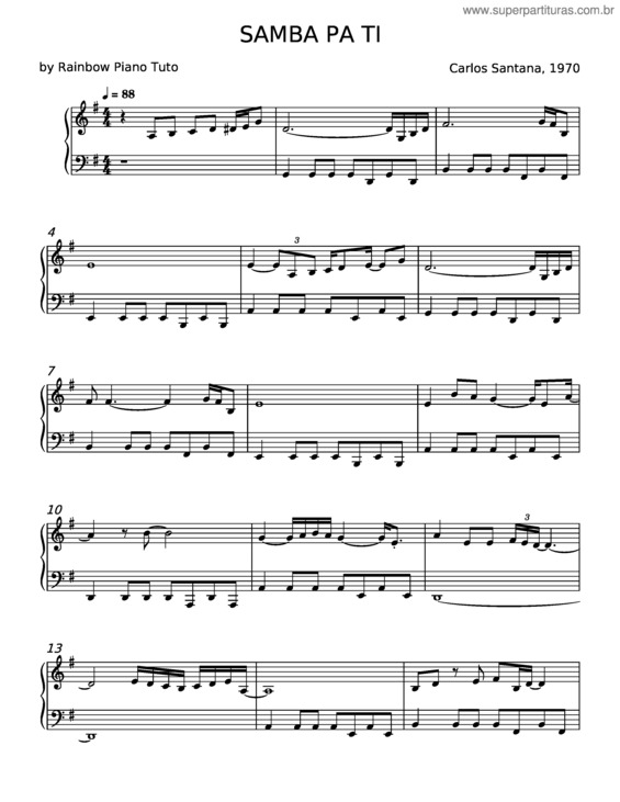 Partitura da música Samba Pa Ti – Artibuted To: Carlos Santana v.2
